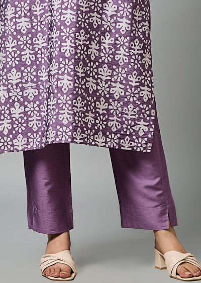 Lavender Chanderi Straight Cut Suit