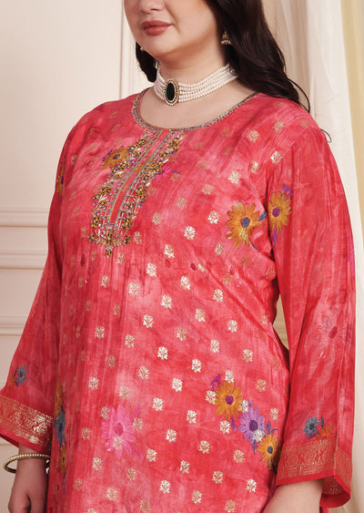 Pink Banarasi Dola Silk Straight Cut Suit