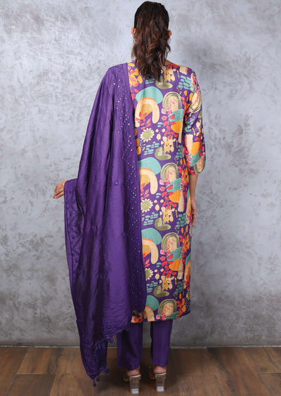 Light Purple Modal Zardosi & Embroidered Straight cut suits