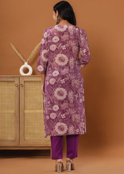 Lavender Crepe Straight cut suits
