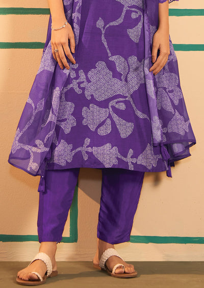 Purple Silk Straight cut suits