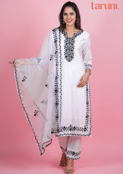 Off White Silk Straight Cut Suits