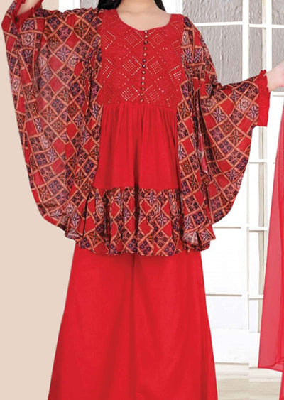 Sea Green Georgette Kids Nayara Cut