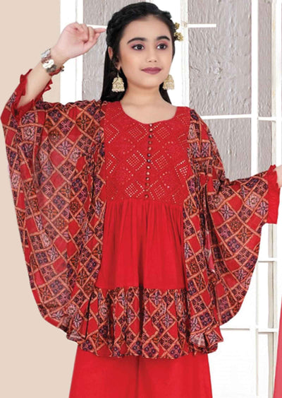 Sea Green Georgette Kids Nayara Cut