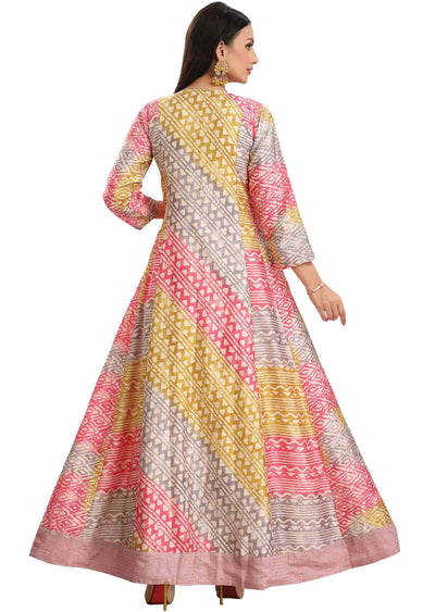 Multi Color Muslin Embroidered Anarkali