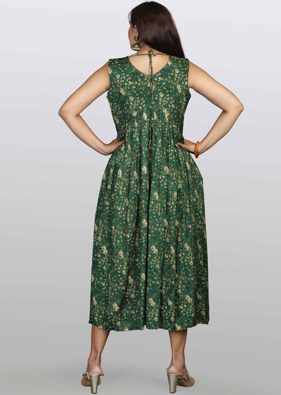 Green Modal Sequins Frock Style Kurti