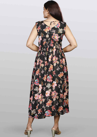 Black Modal Zardosi & Embroidered Frock Style Kurti