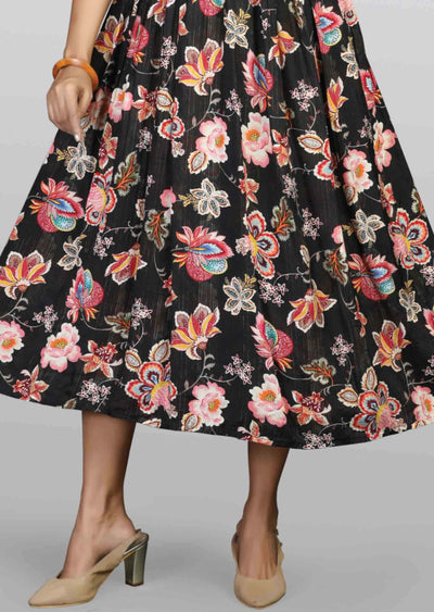 Black Modal Zardosi & Embroidered Frock Style Kurti