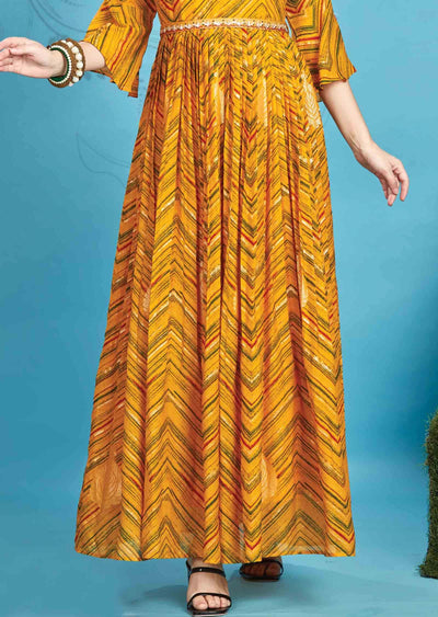 Yellow Chiffon Zardosi & Embroidered Kurti