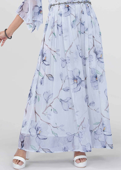 Off White Chiffon Printed Kurti Full legth