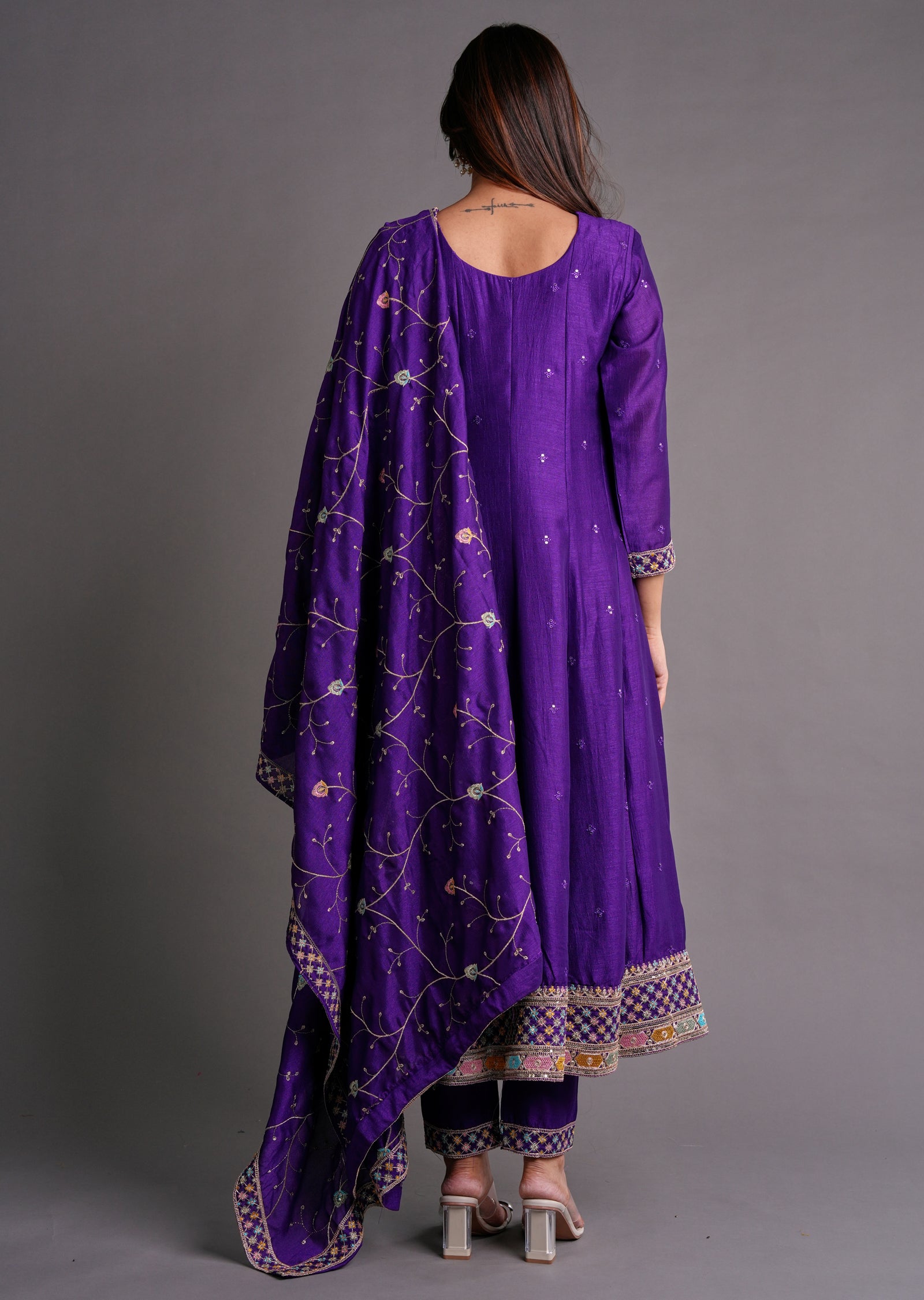 Purple Silk Anarkali Suit