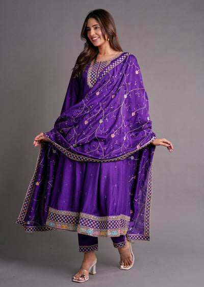Purple Silk Anarkali Suit