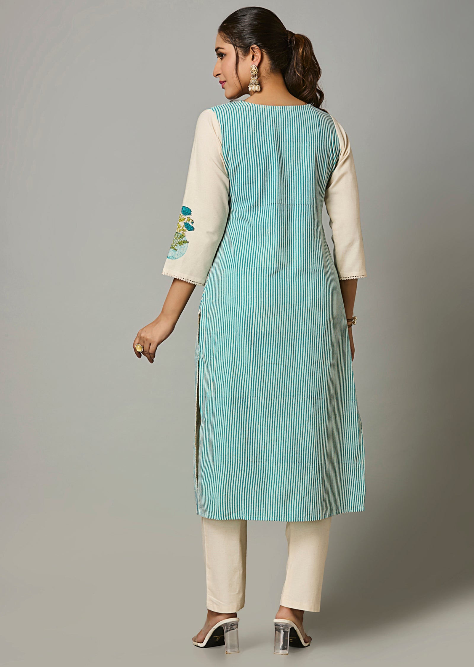 Green Cotton Straight Cut Suit