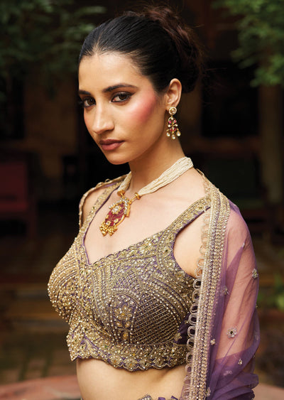 Mauve Silk Lehenga