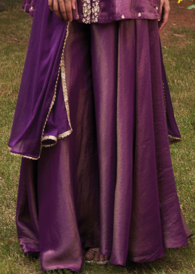 Purple Tissue Shararas Ghararas Set