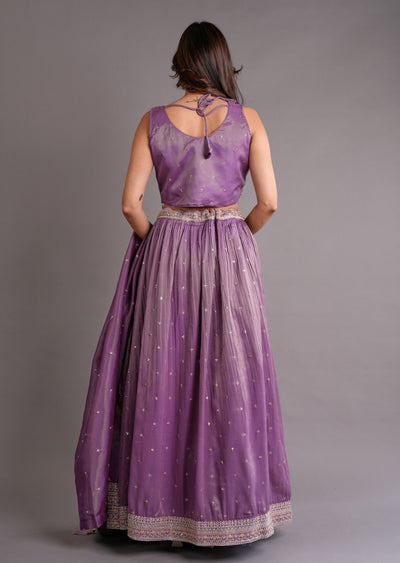 Mauve Tissue Silk Lehenga