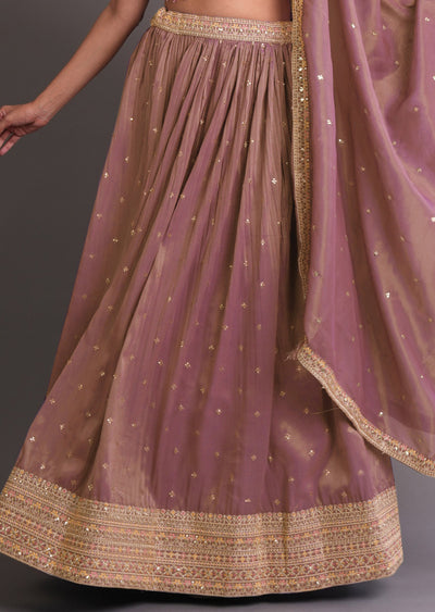 Onion Pink Tissue Silk Lehenga