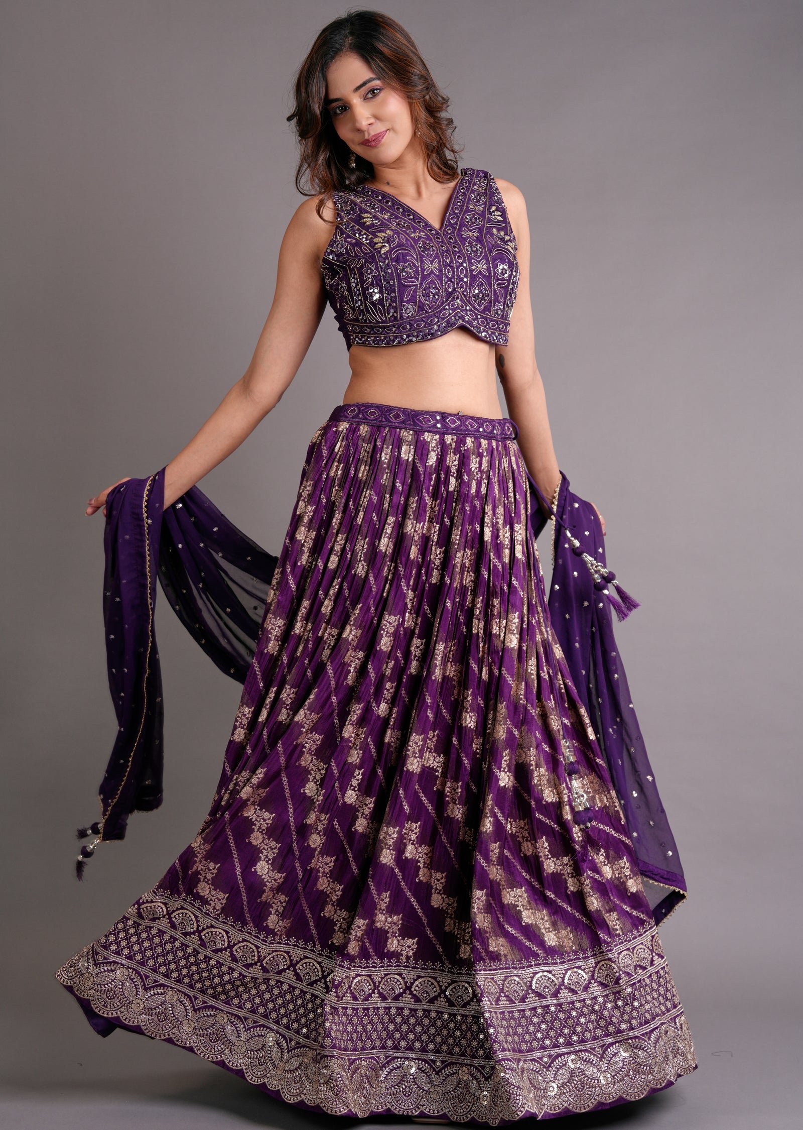 Purple Silk Lehenga