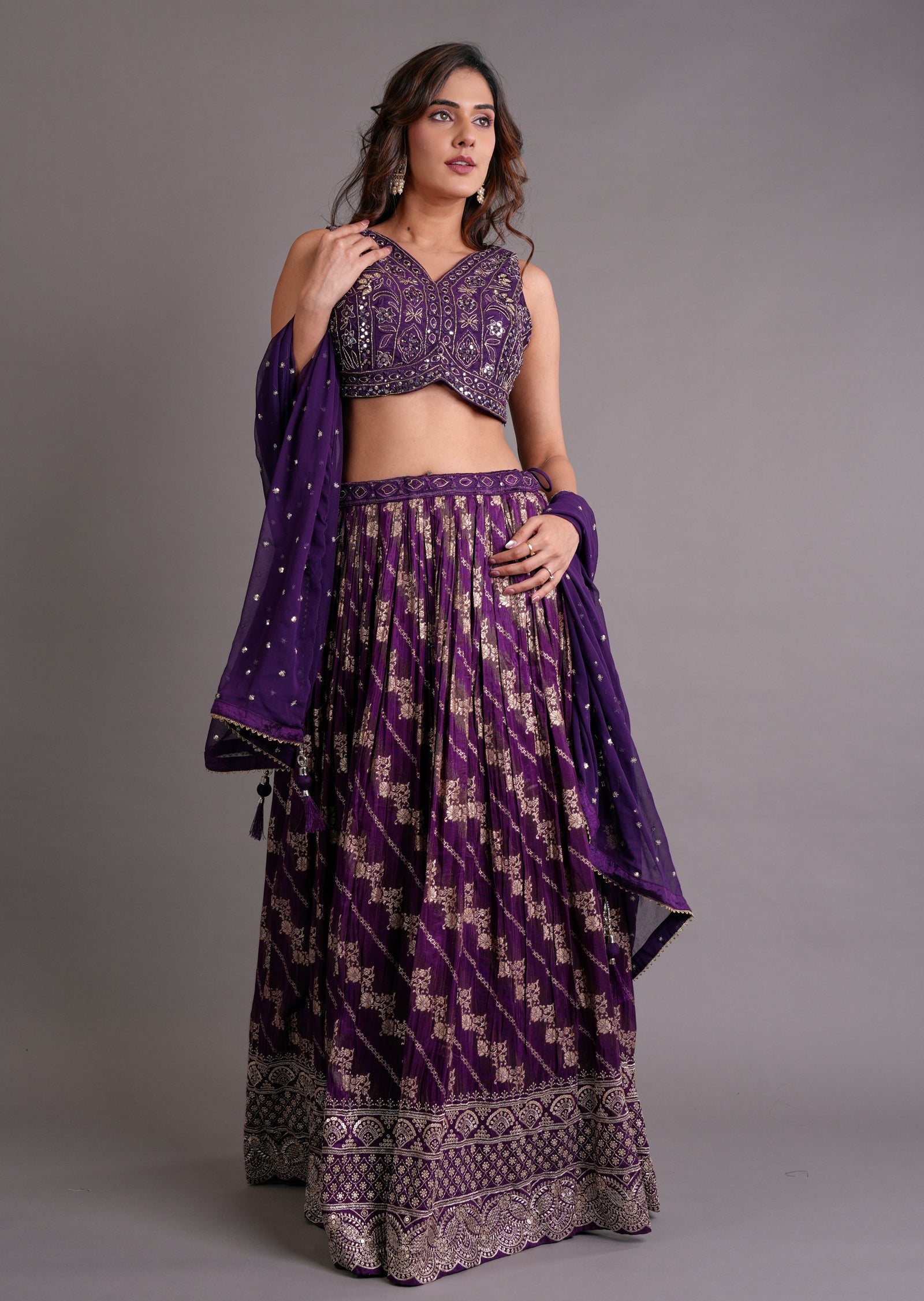 Purple Silk Lehenga