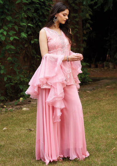 Light Pink Georgette Sharara Set