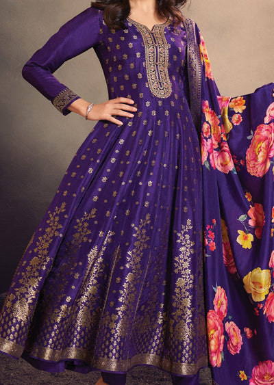Purple Silk Anarkali Suit