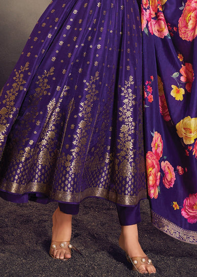 Purple Silk Anarkali Suit