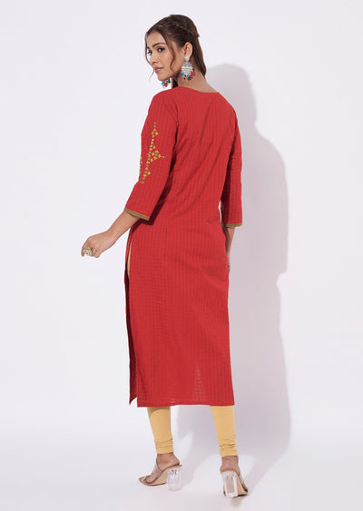 Maroon Cotton Straight Cut