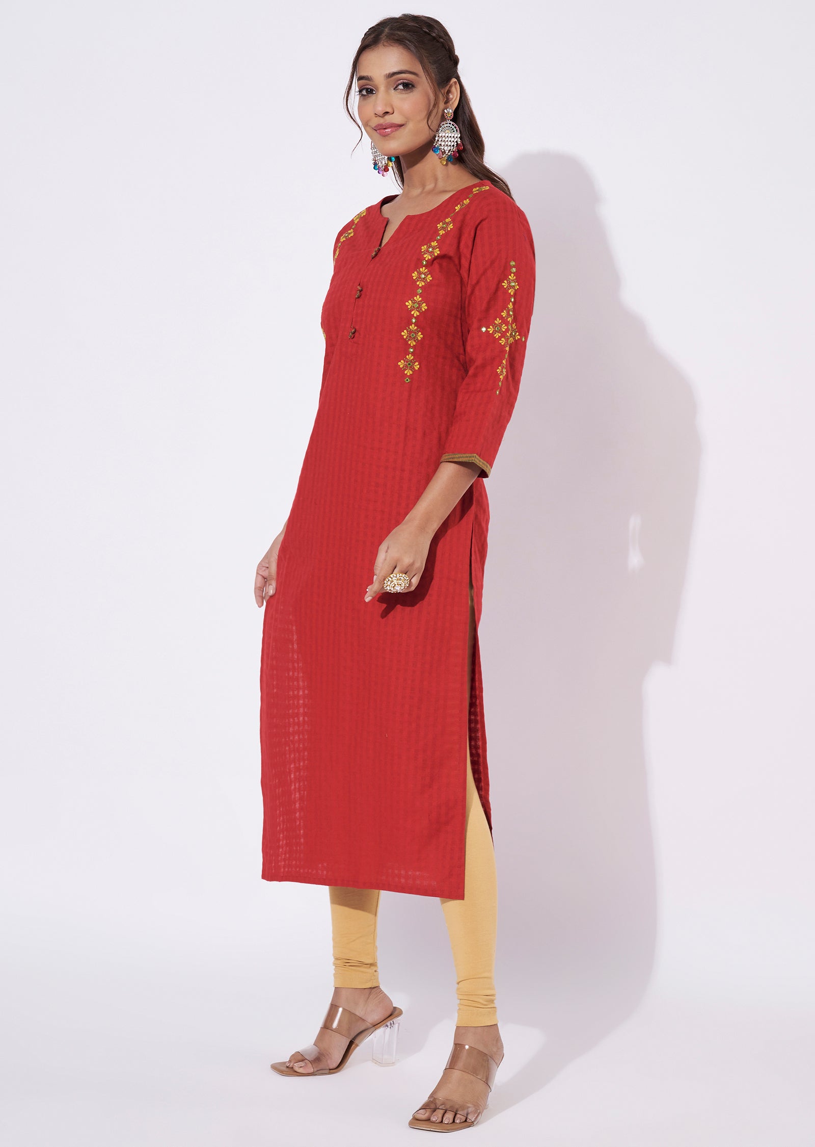 Maroon Cotton Straight Cut