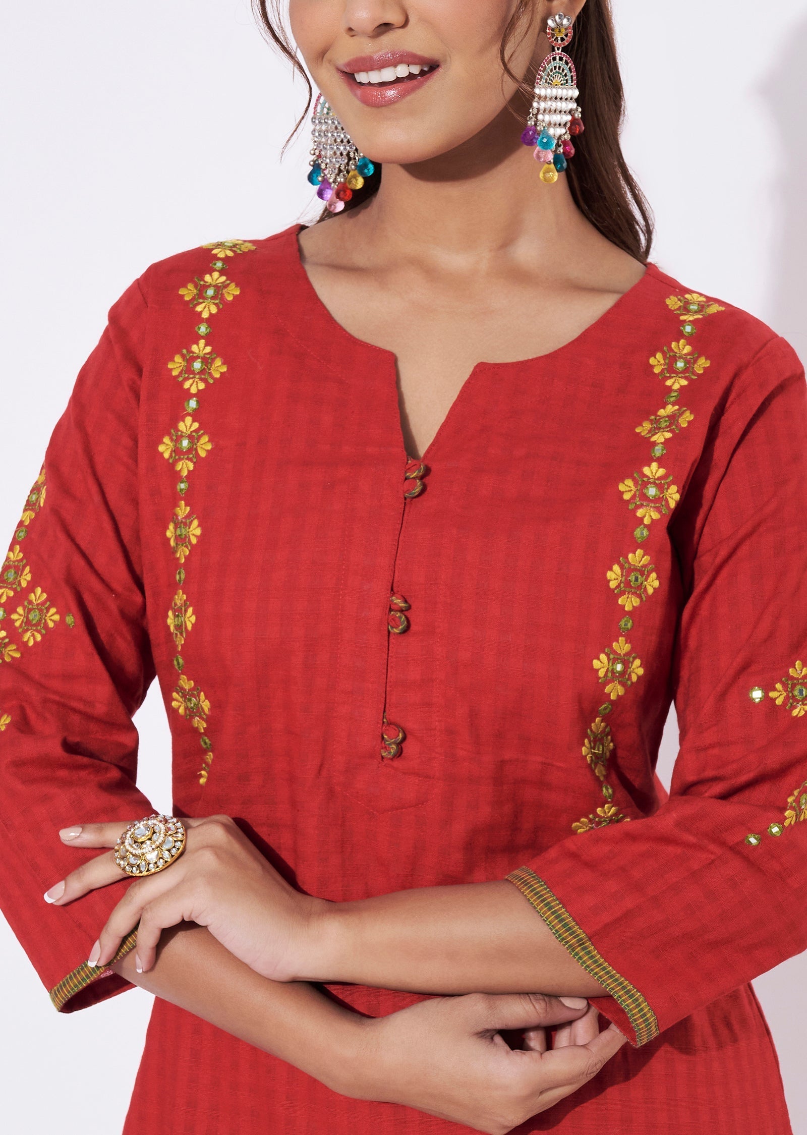 Maroon Cotton Straight Cut