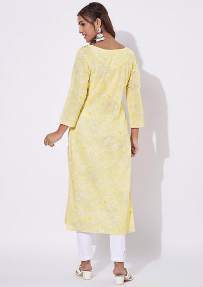 Yellow Linen Cotton Straight Cut