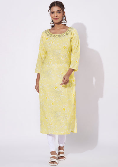 Yellow Linen Cotton Straight Cut