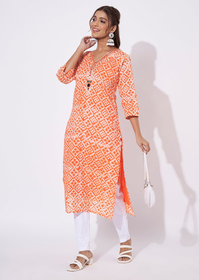 Orange Chanderi Straight Cut