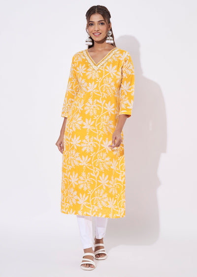 Mustard Chanderi Straight Cut