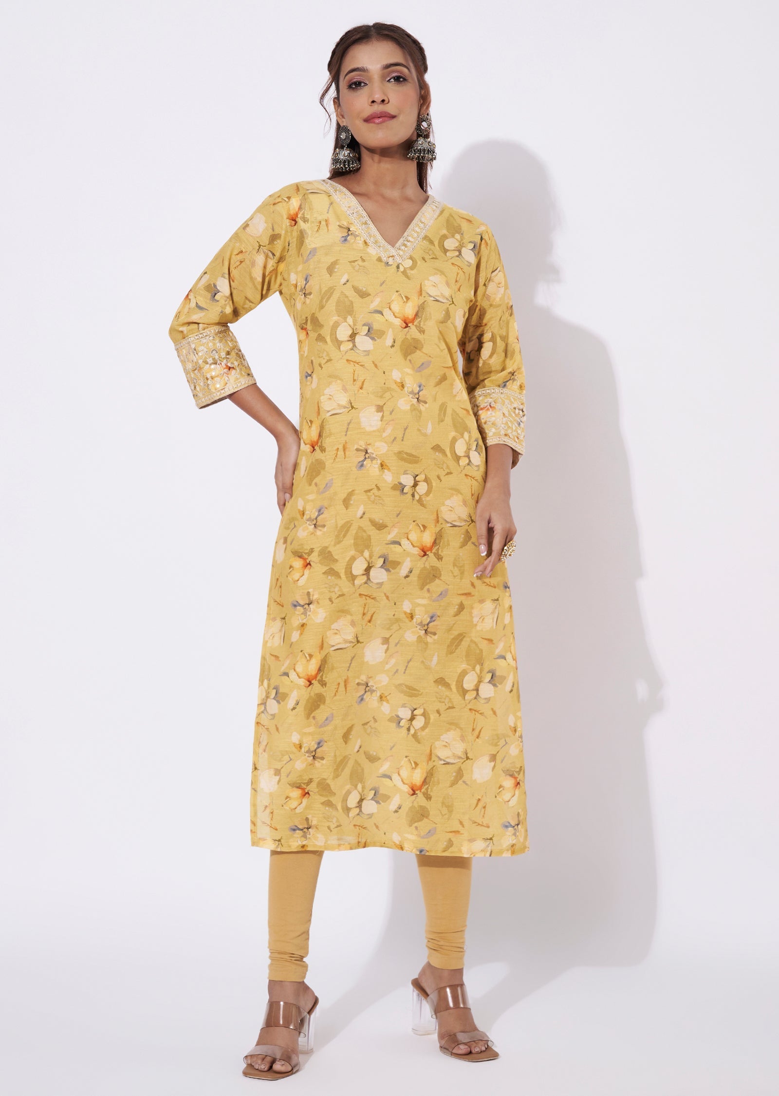 Light Yellow Linen Silk Straight Cut