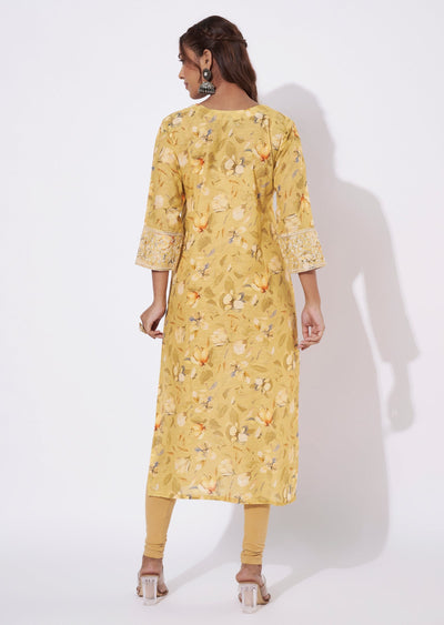 Light Yellow Linen Silk Straight Cut