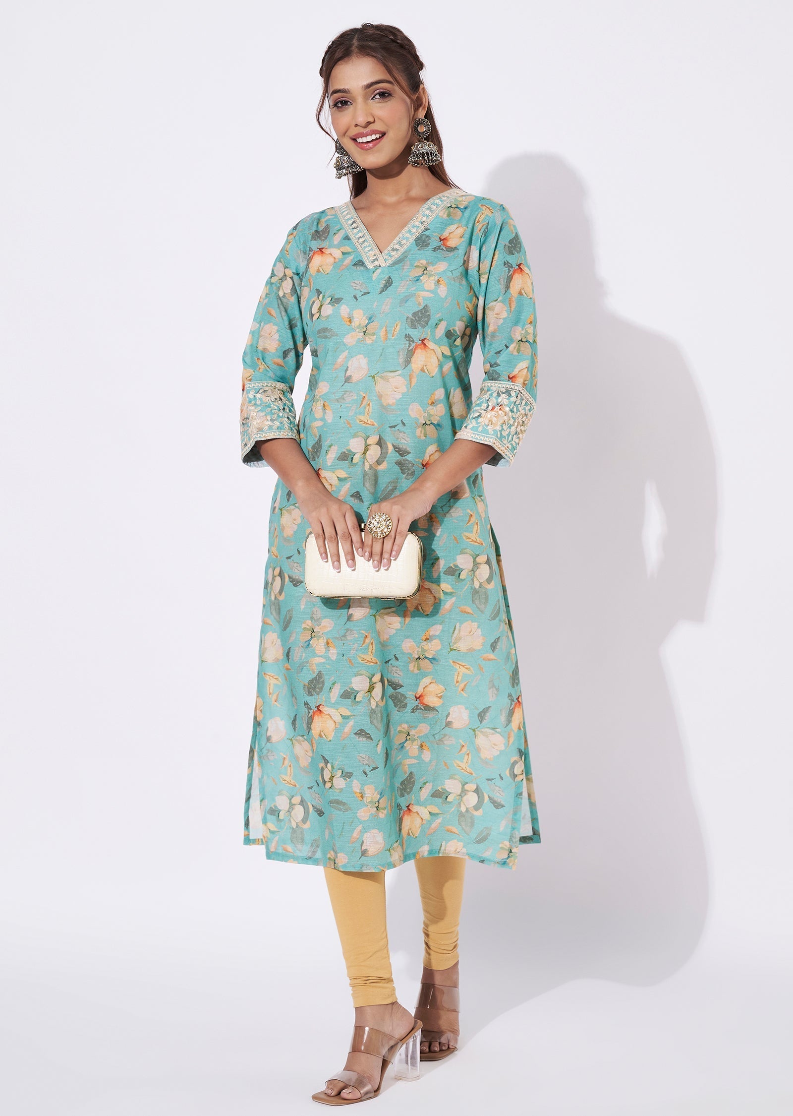 Sea Green Linen Silk Straight Cut