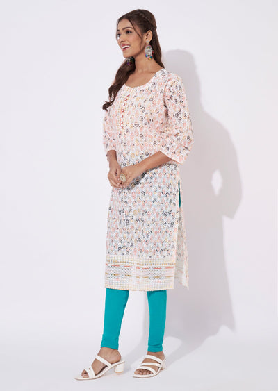 Off White Cotton Straight Cut