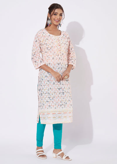 Off White Cotton Straight Cut