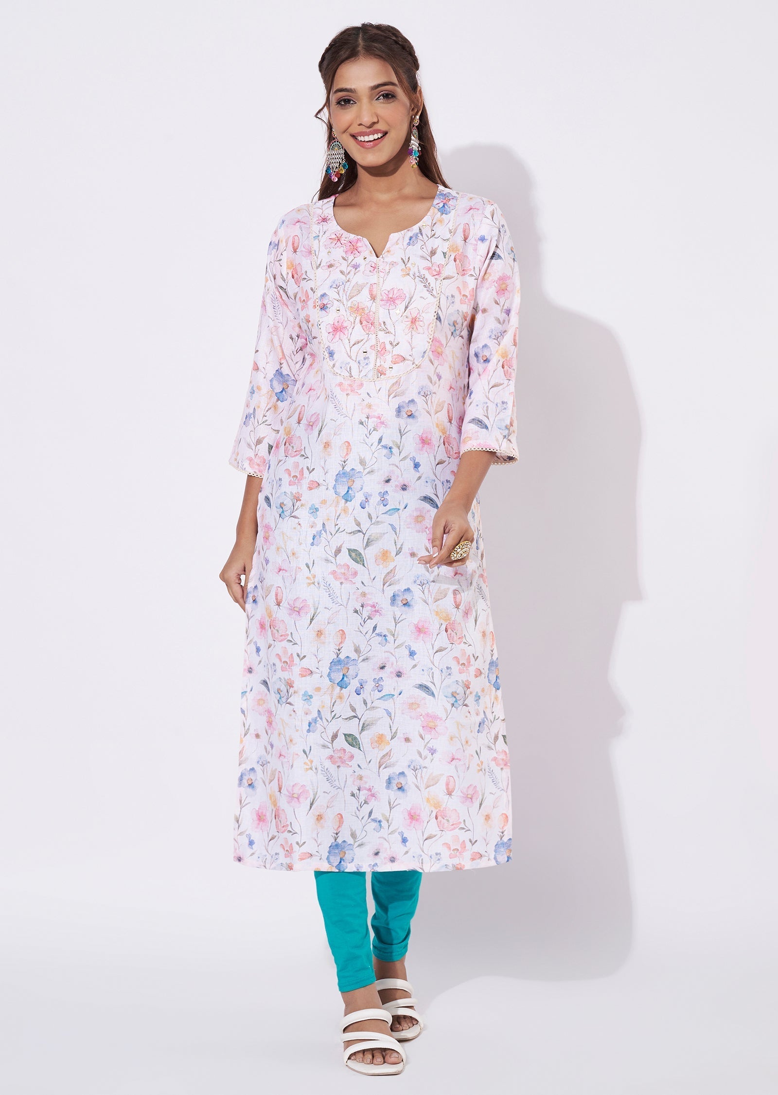 Peach Linen Cotton Straight Cut