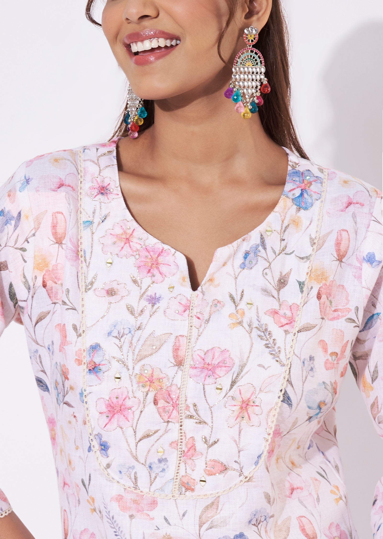 Peach Linen Cotton Straight Cut