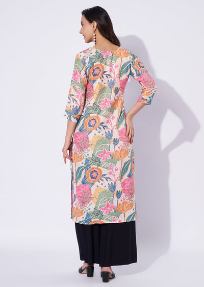 Multi Color Cotton Straight Cut Kurti