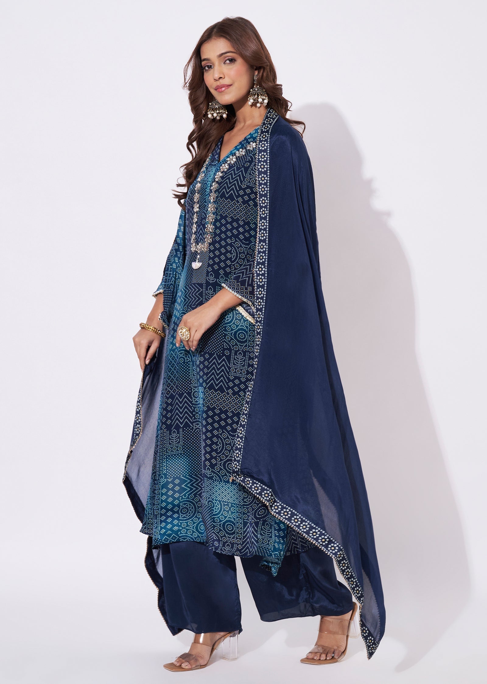 Navy Blue Crepe Straight Cut Suit