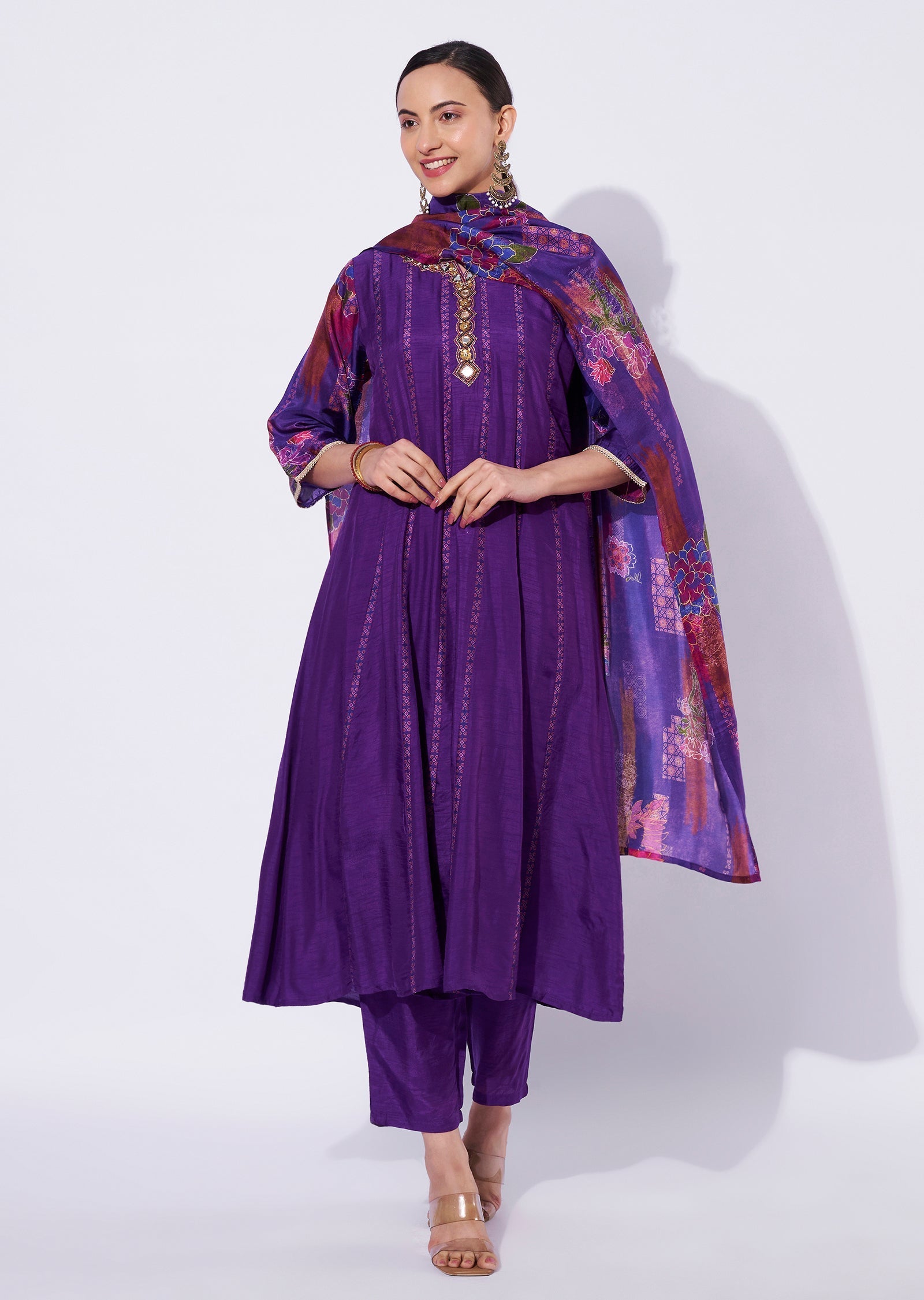Purple Dola Silk Anarkali Suit