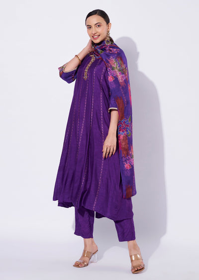 Purple Dola Silk Anarkali Suit