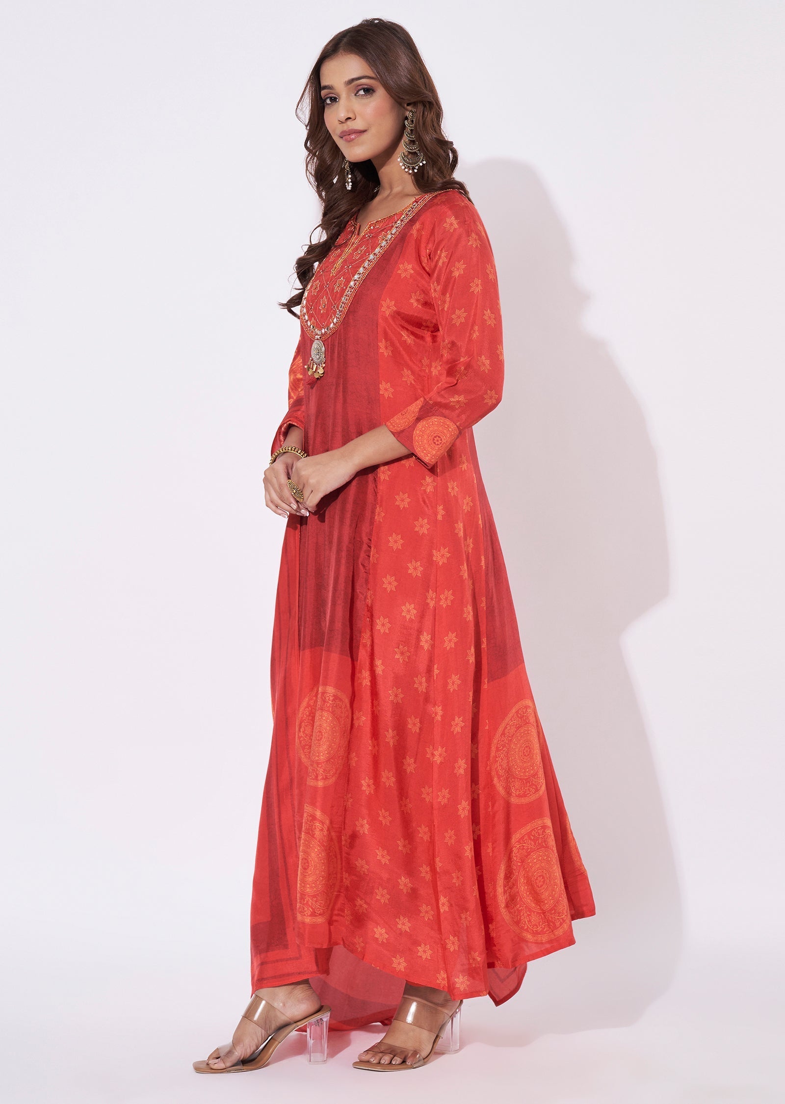 Rust Dola Silk Anarkali Suit