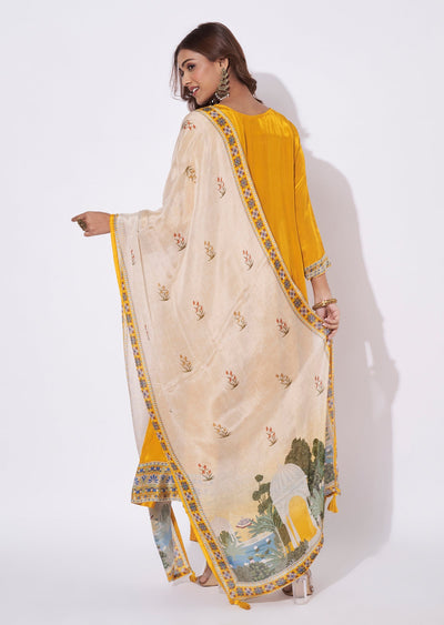 Mustard Crepe Anarkali Suit