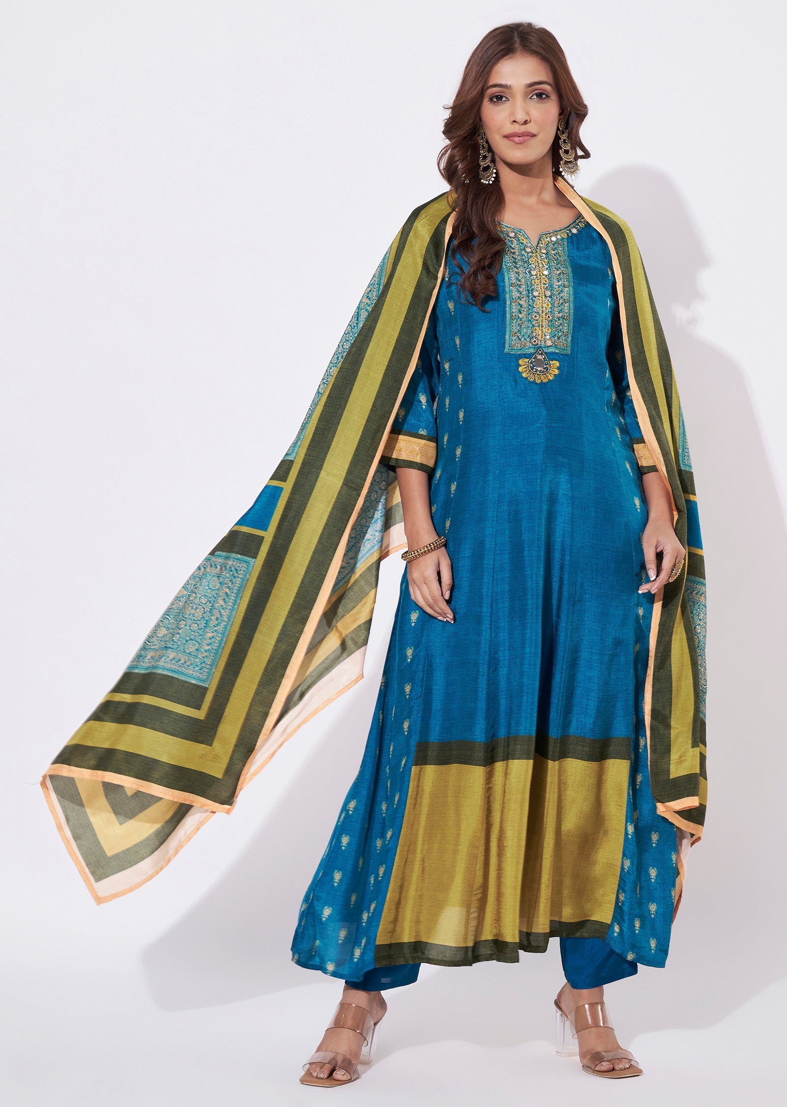 Blue Dola Silk Anarkali Suit