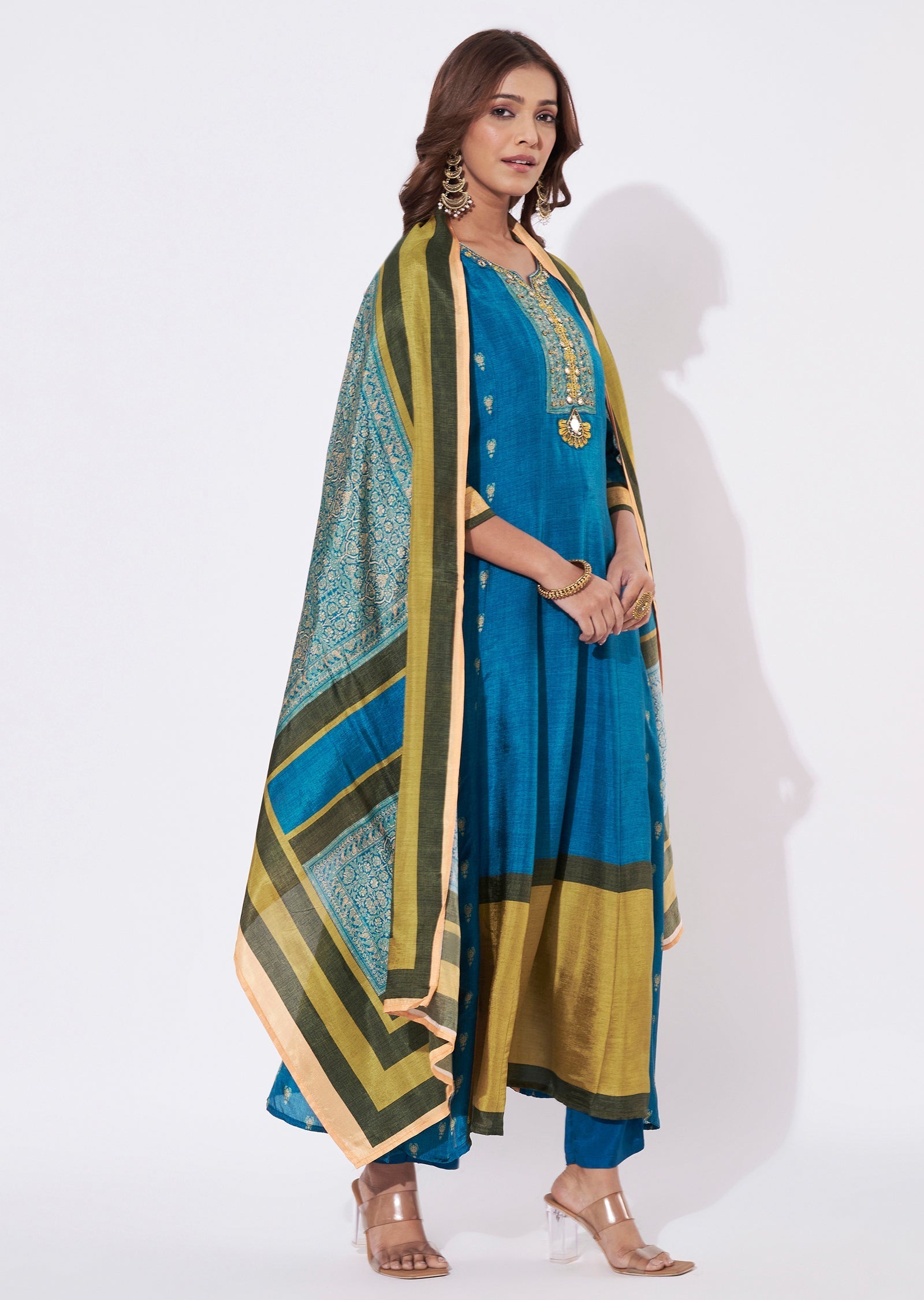 Blue Dola Silk Anarkali Suit