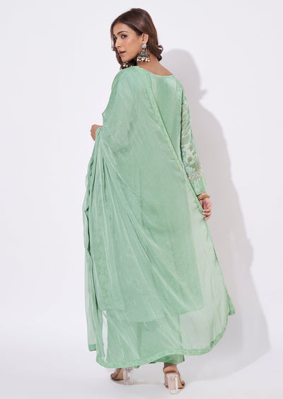 Light Green Crepe Anarkali Suit