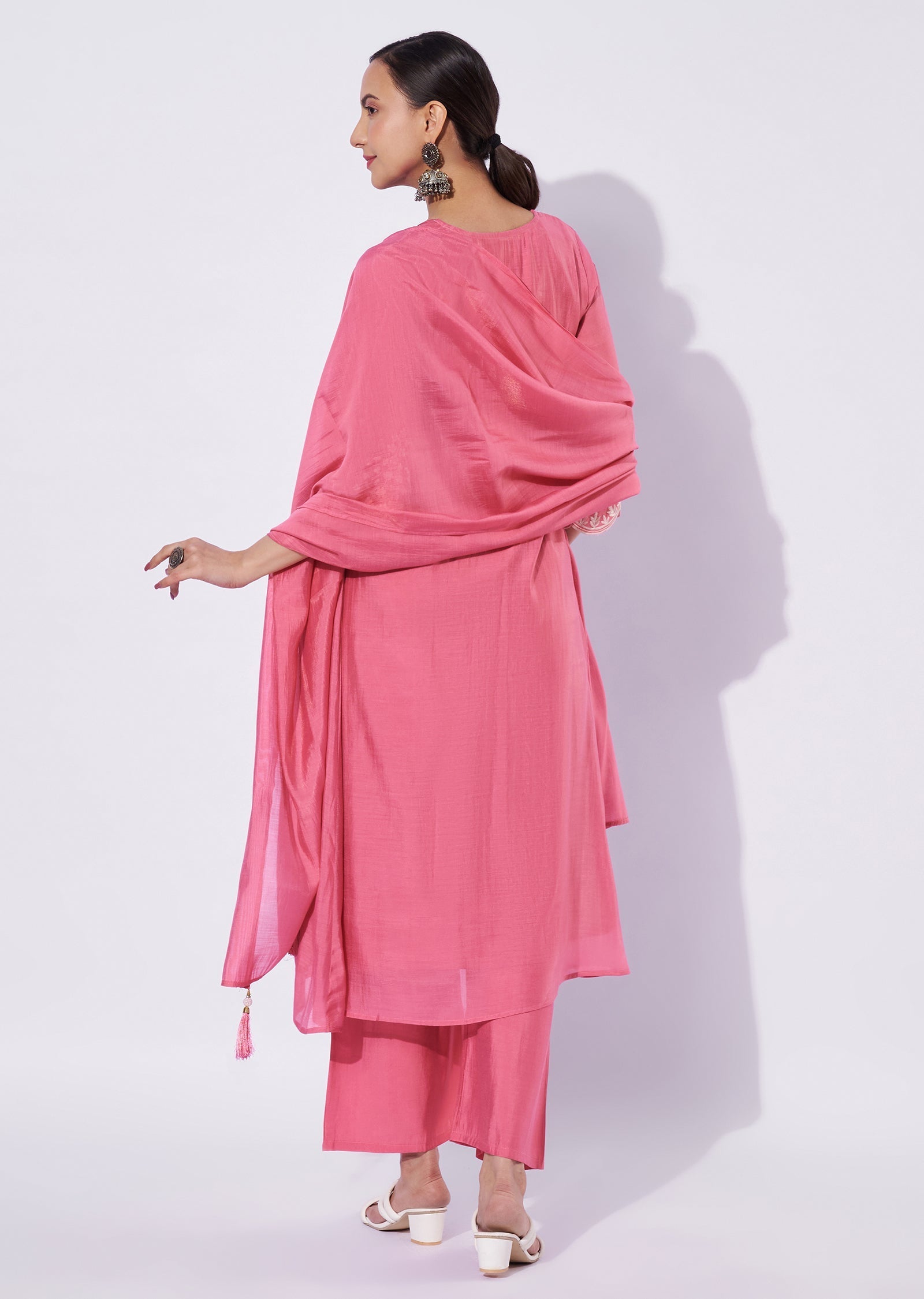 Pink Chanderi Anarkali Suit